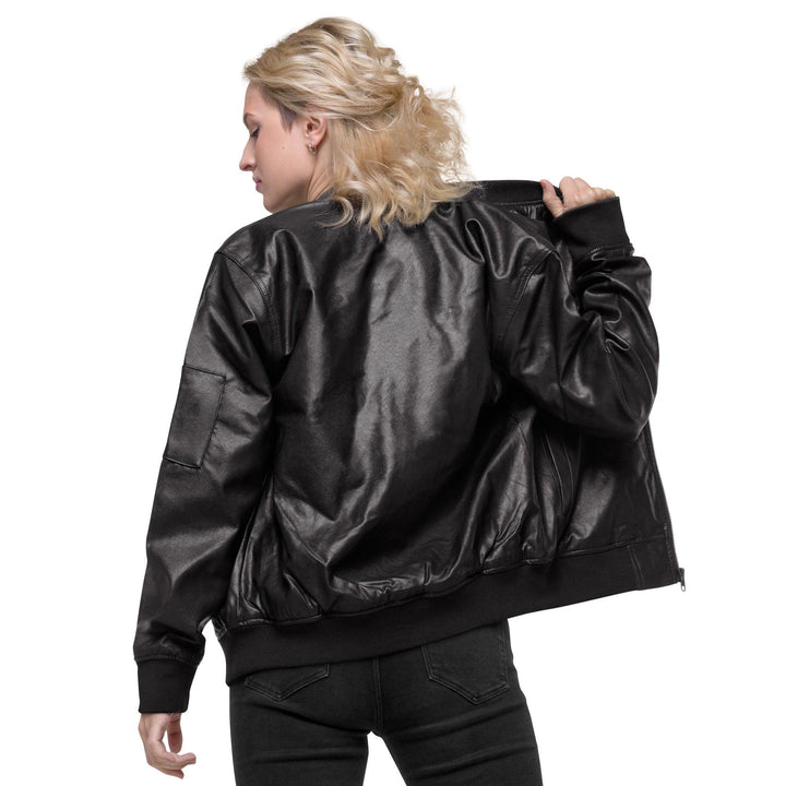 Leather Bomber Jacket - VYBRATIONAL KREATORS®