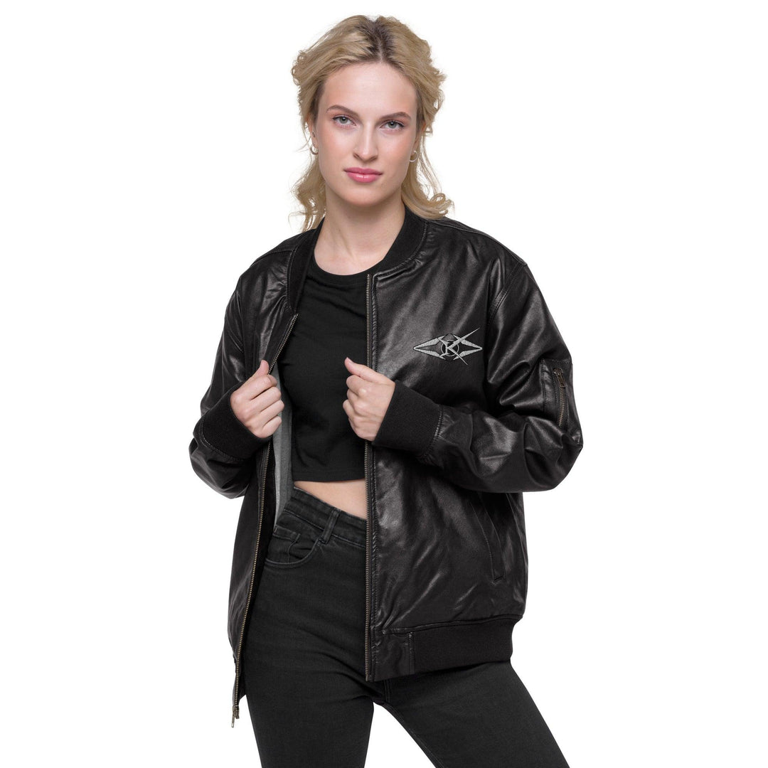 Leather Bomber Jacket - VYBRATIONAL KREATORS®