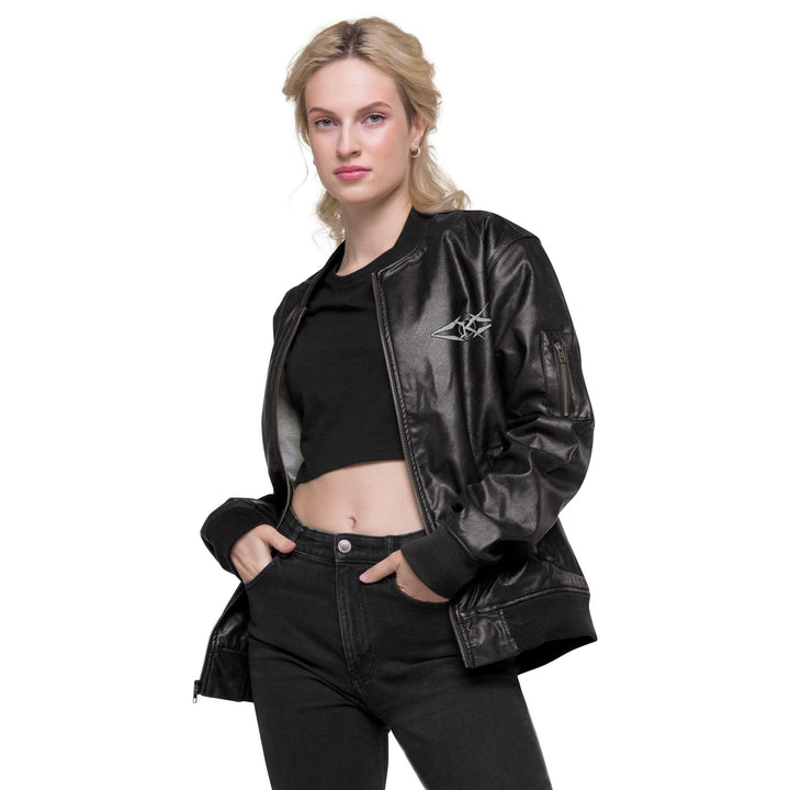 Leather Bomber Jacket - VYBRATIONAL KREATORS®