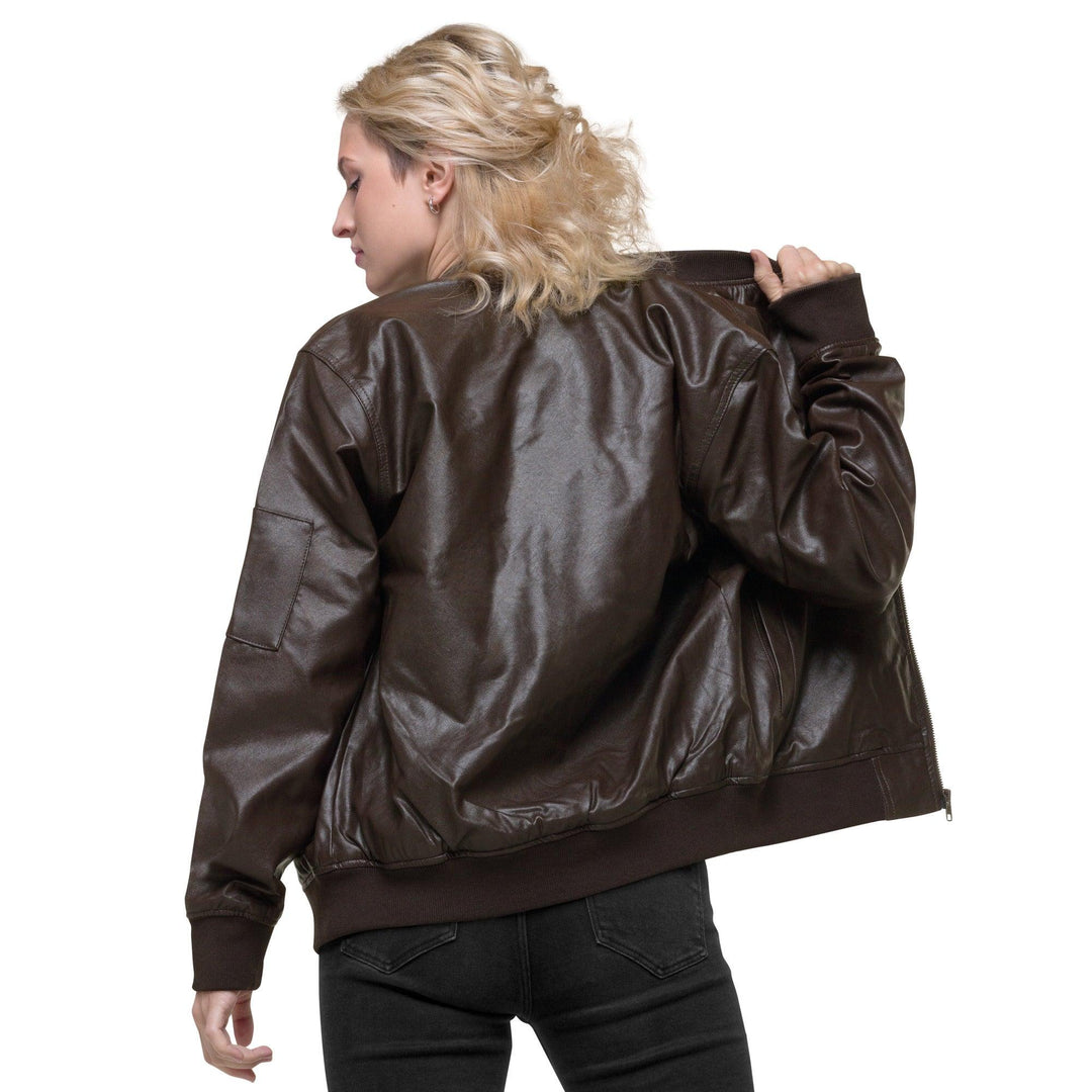 Leather Bomber Jacket - VYBRATIONAL KREATORS®