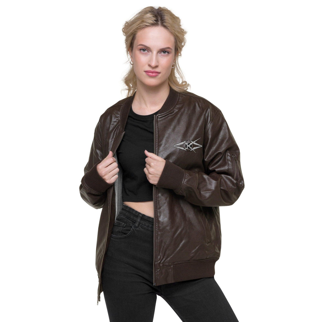 Leather Bomber Jacket - VYBRATIONAL KREATORS®