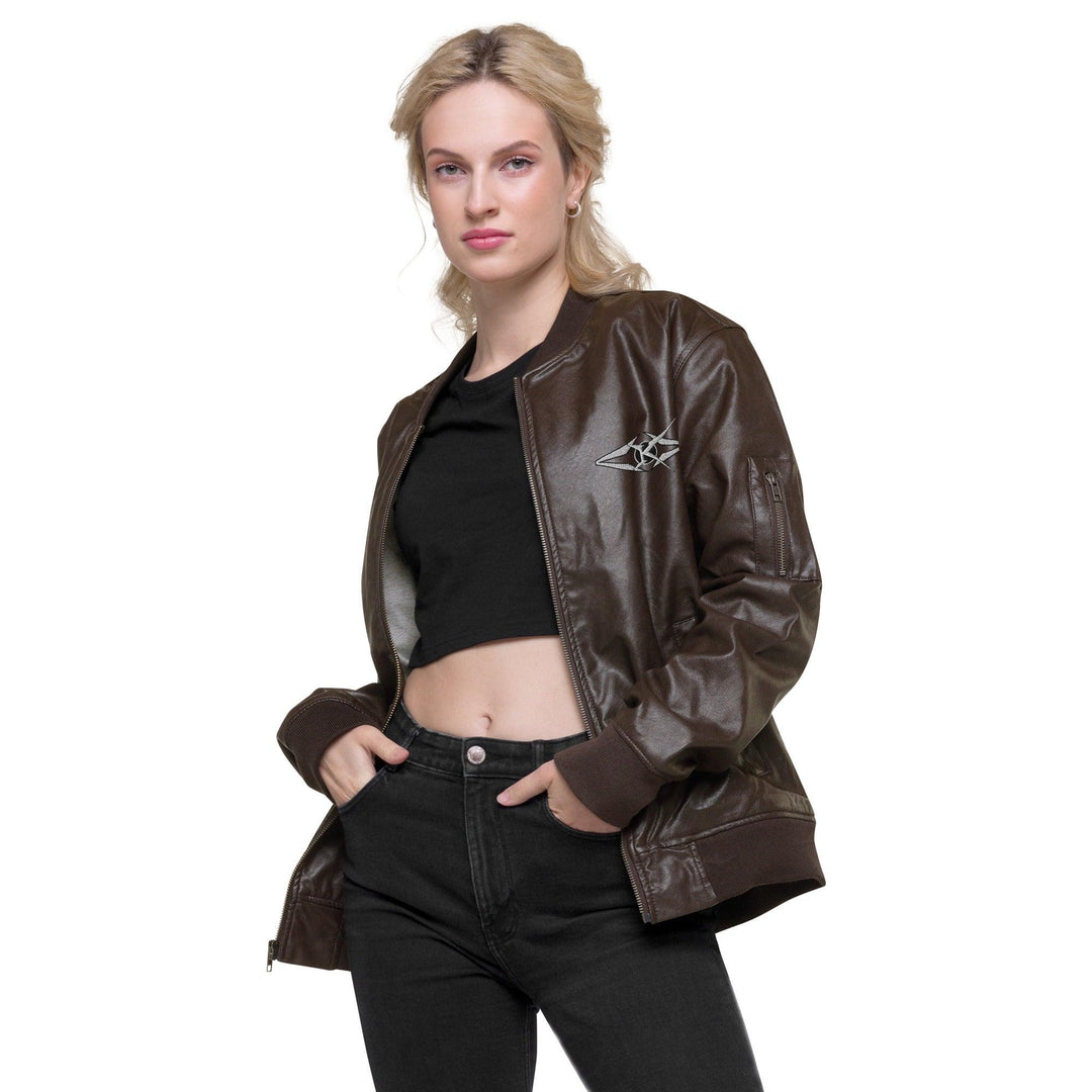 Leather Bomber Jacket - VYBRATIONAL KREATORS®