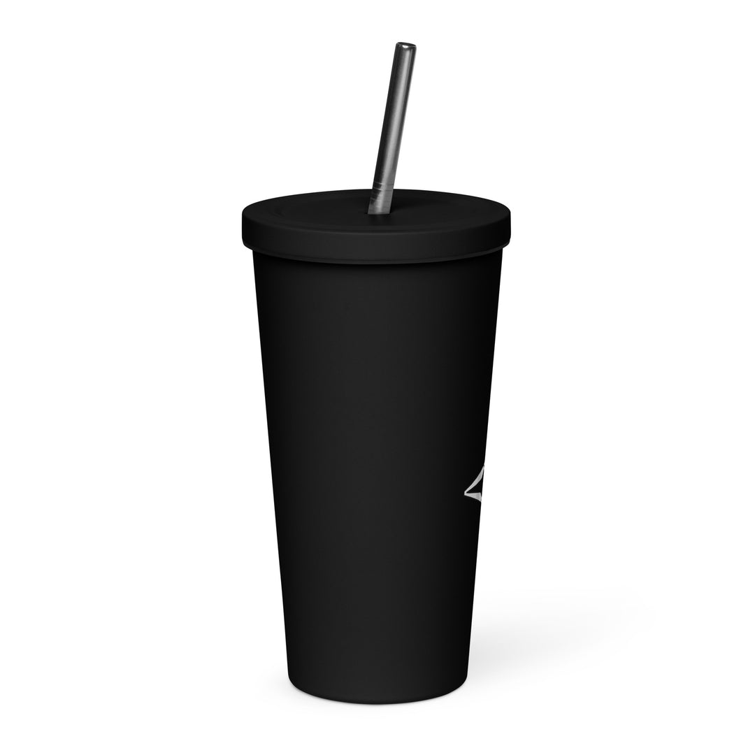 Insulated tumbler with a straw