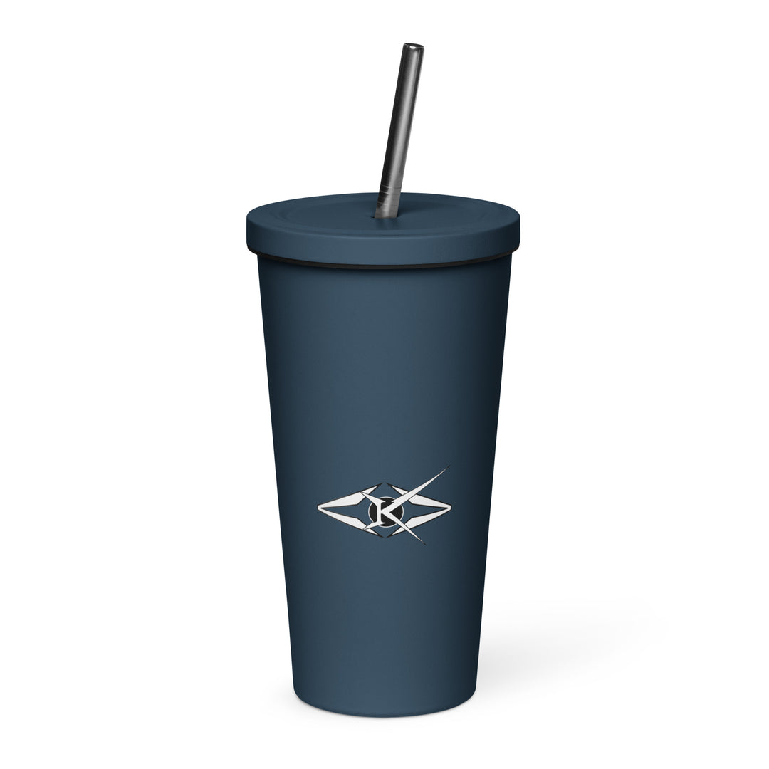 Insulated tumbler with a straw