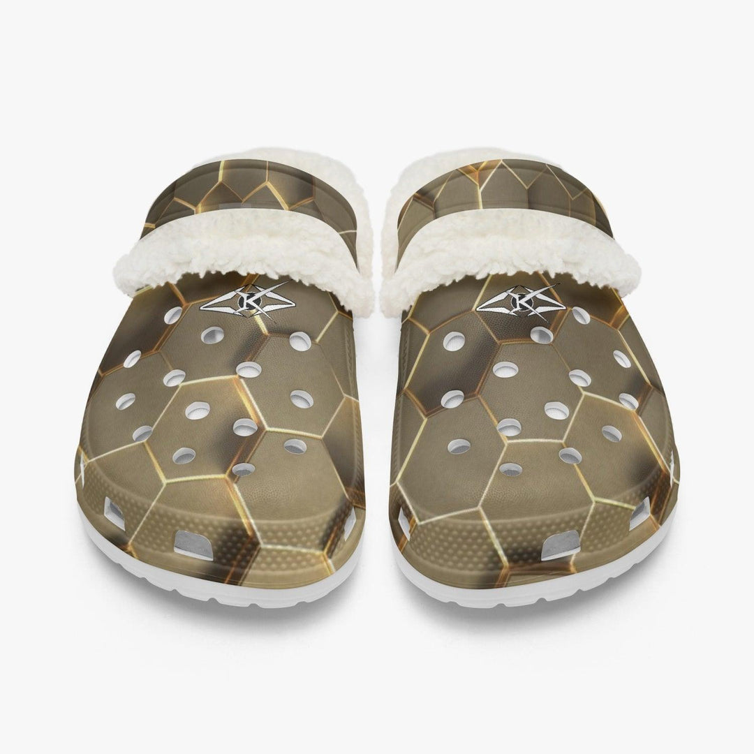 VYB GOLD HONEYCOMB Clogs WITH FUR - VYBRATIONAL KREATORS®