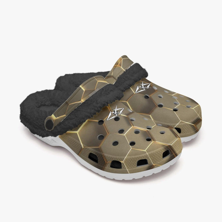 VYB GOLD HONEYCOMB Clogs WITH FUR - VYBRATIONAL KREATORS®