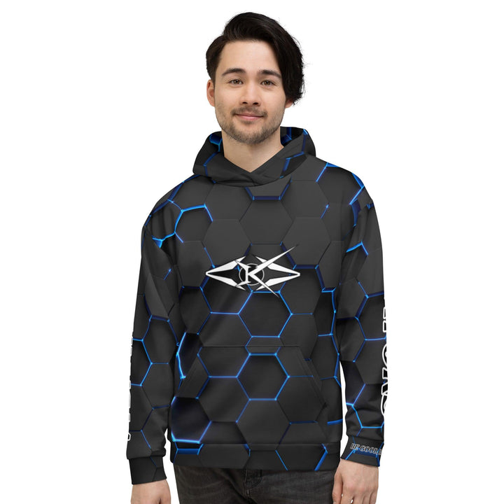 Men Premium Hoodie - Blue Honeycomb - VYBRATIONAL KREATORS®