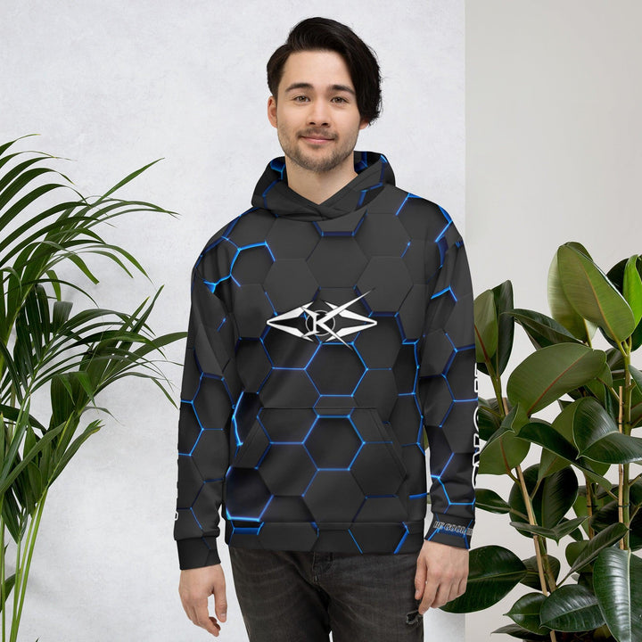 Men Premium Hoodie - Blue Honeycomb - VYBRATIONAL KREATORS®