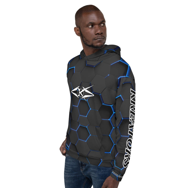 Men Premium Hoodie - Blue Honeycomb - VYBRATIONAL KREATORS®