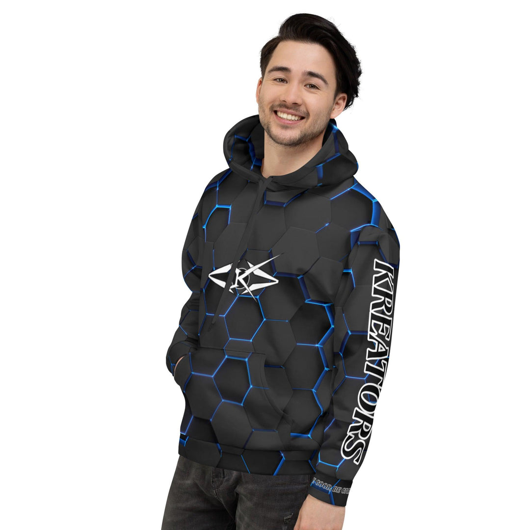 Men Premium Hoodie - Blue Honeycomb - VYBRATIONAL KREATORS®