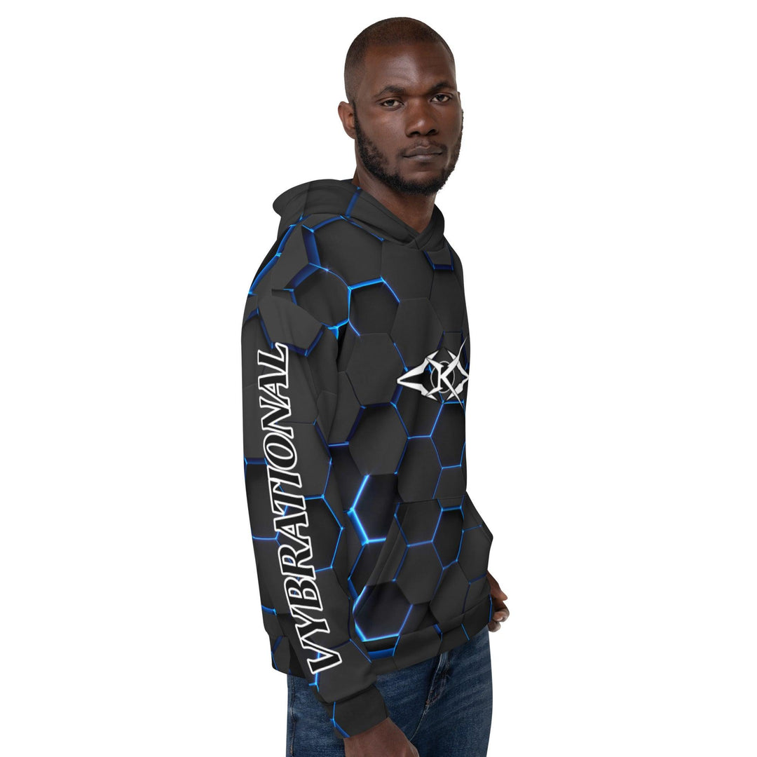 Men Premium Hoodie - Blue Honeycomb - VYBRATIONAL KREATORS®