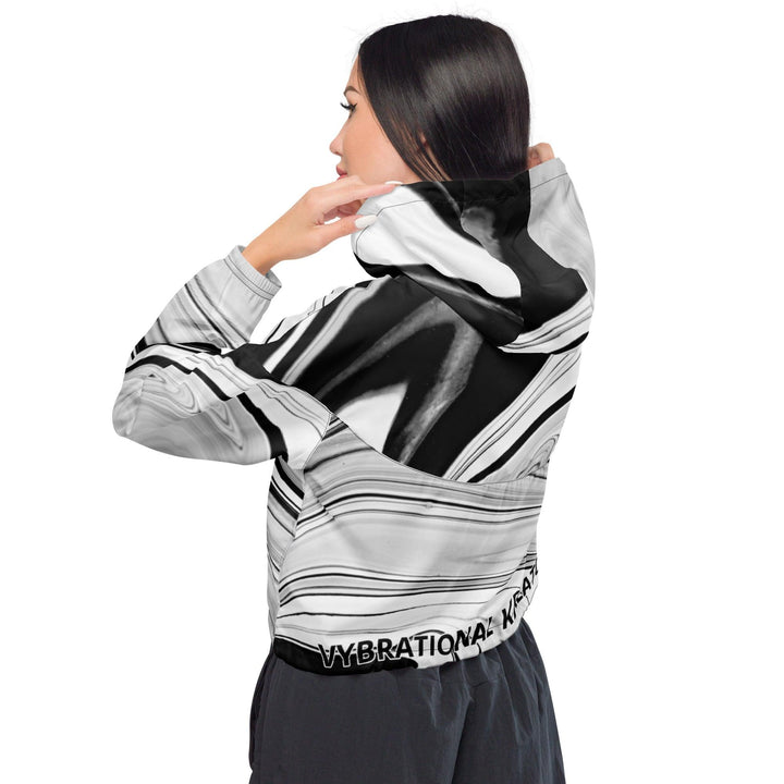 Women’s black, white and gray cropped windbreaker - VYBRATIONAL KREATORS®