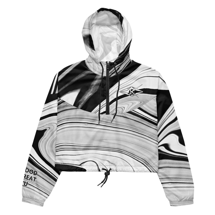 Women’s black, white and gray cropped windbreaker - VYBRATIONAL KREATORS®