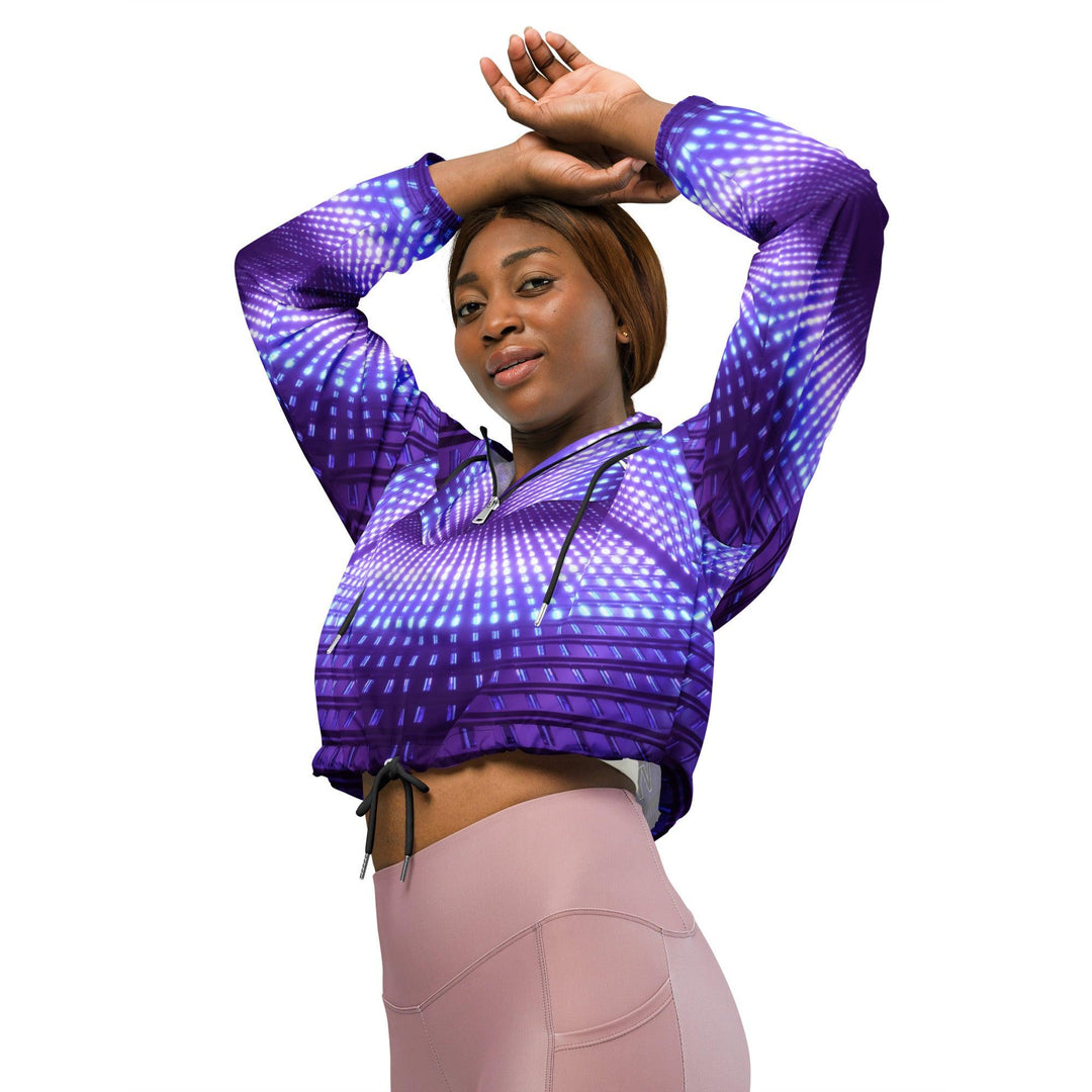 Women’s purple electric cropped windbreaker - VYBRATIONAL KREATORS®