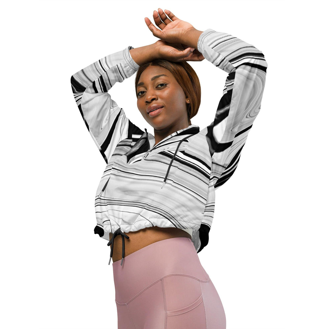 Women’s black, white and gray cropped windbreaker - VYBRATIONAL KREATORS®