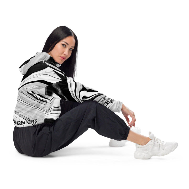 Women’s black, white and gray cropped windbreaker - VYBRATIONAL KREATORS®