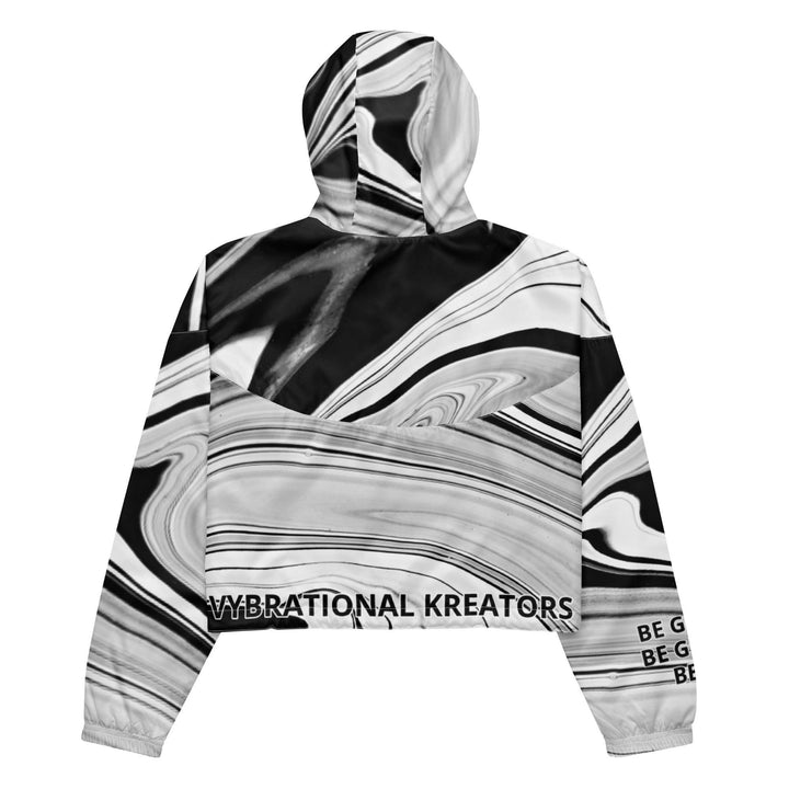 Women’s black, white and gray cropped windbreaker - VYBRATIONAL KREATORS®