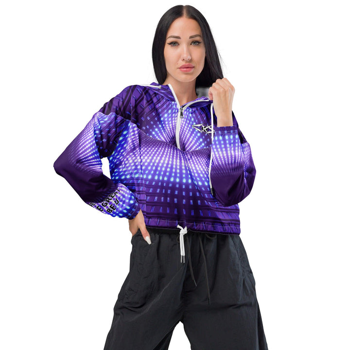 Women’s purple electric cropped windbreaker - VYBRATIONAL KREATORS®