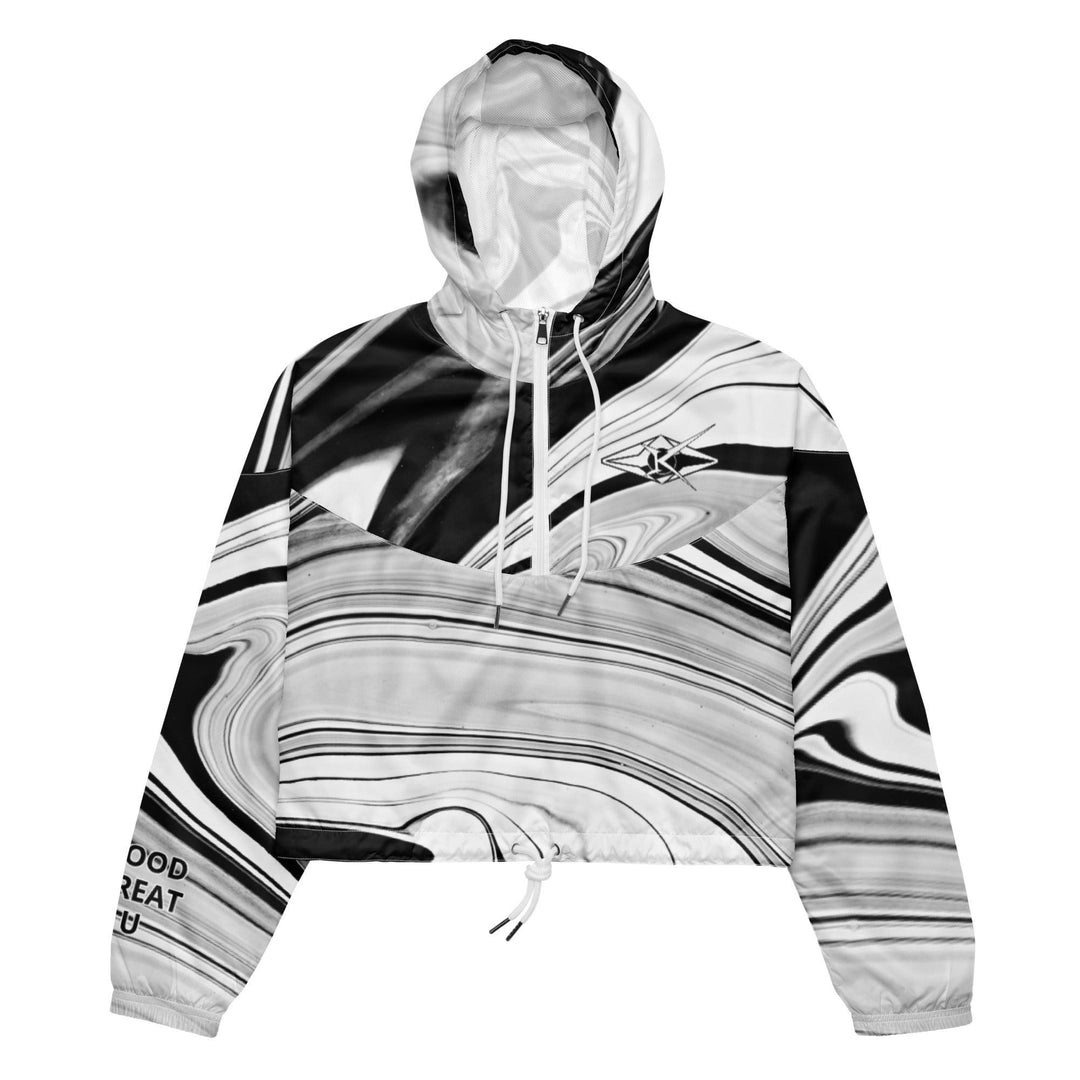 Women’s black, white and gray cropped windbreaker - VYBRATIONAL KREATORS®