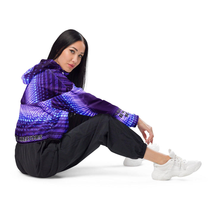 Women’s purple electric cropped windbreaker - VYBRATIONAL KREATORS®