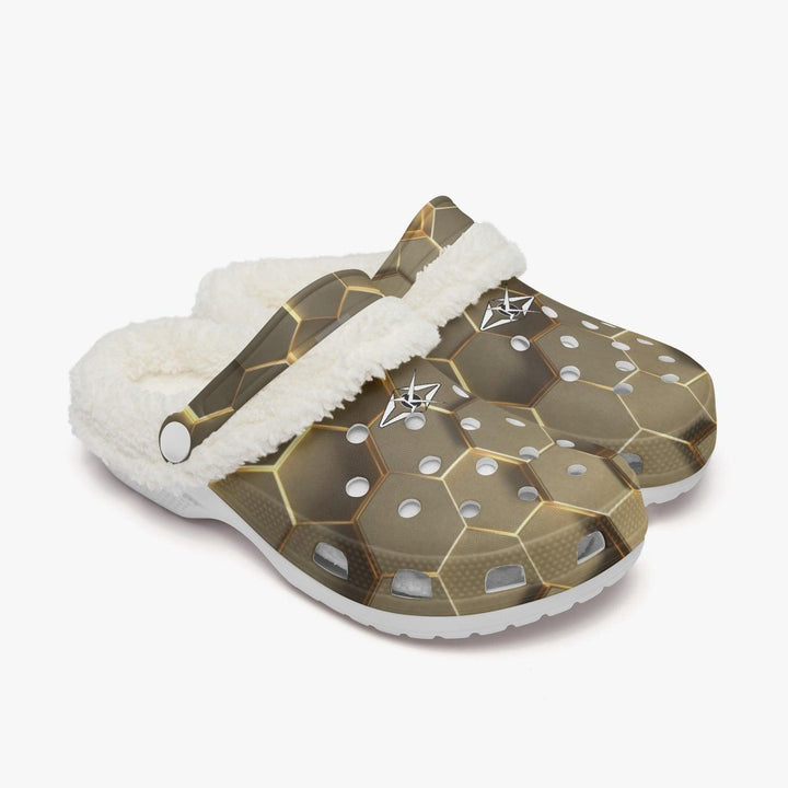 VYB GOLD HONEYCOMB Clogs WITH FUR - VYBRATIONAL KREATORS®