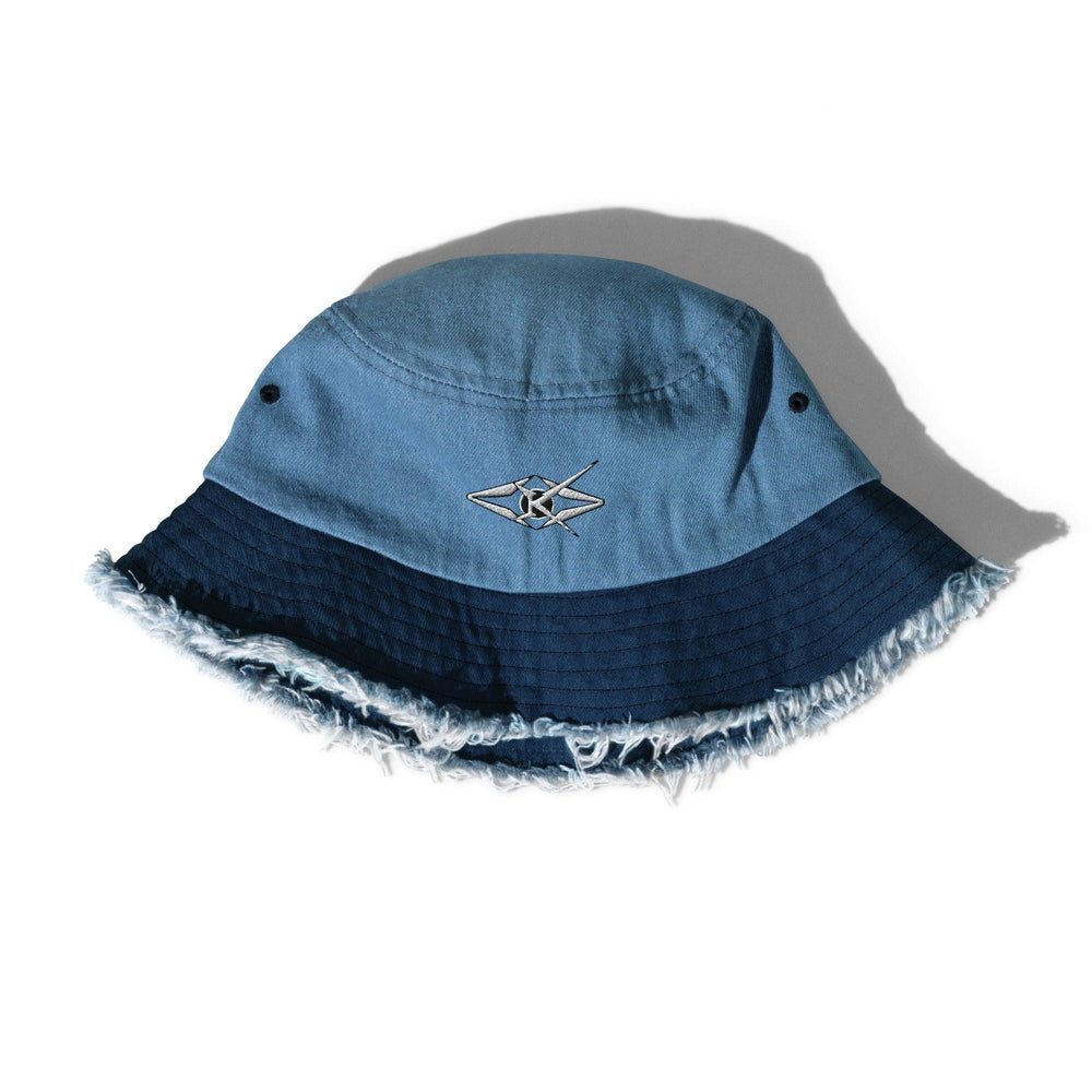 Distressed denim bucket hat - VYBRATIONAL KREATORS®