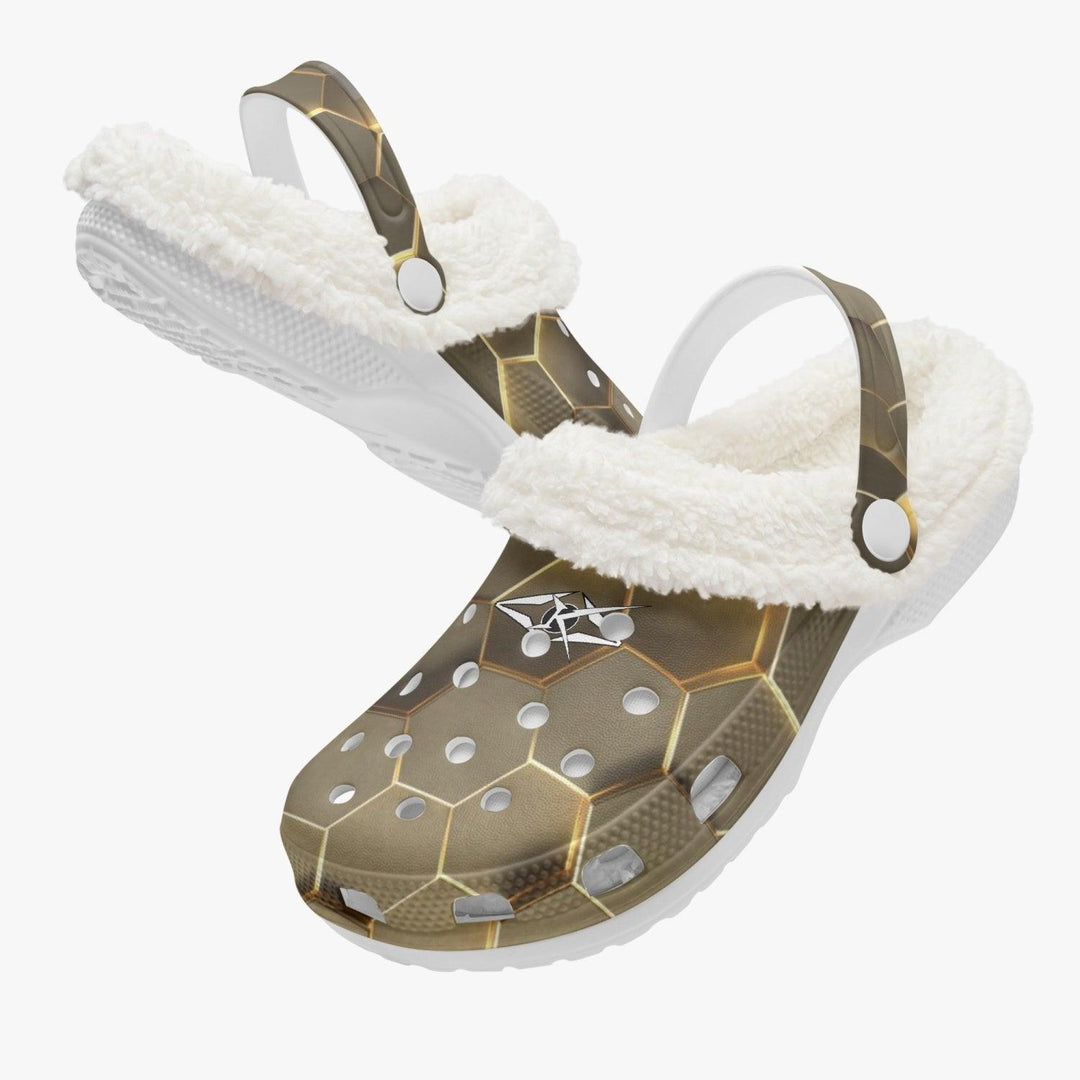 VYB GOLD HONEYCOMB Clogs WITH FUR - VYBRATIONAL KREATORS®