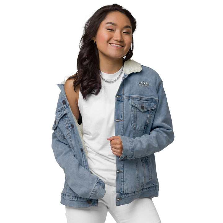 women denim sherpa jacket - VYBRATIONAL KREATORS®